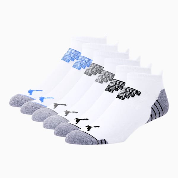 Men's Low Cut Socks [6 Pack], WHITE / BLUE, extralarge